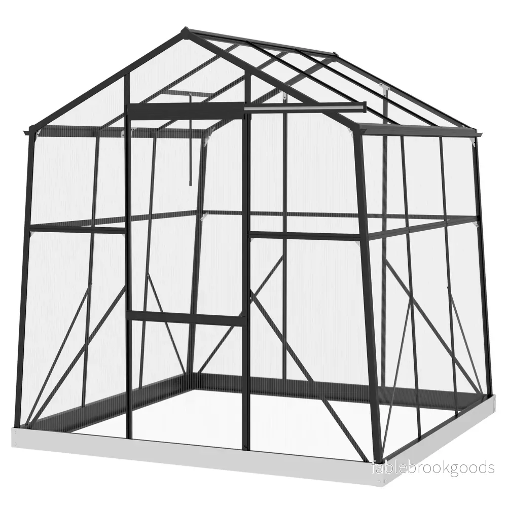 Växthus i aluminium med skjutdörr, 3,68 m², svart Växthus i aluminium med skjutdörr, 3,68 m², svart