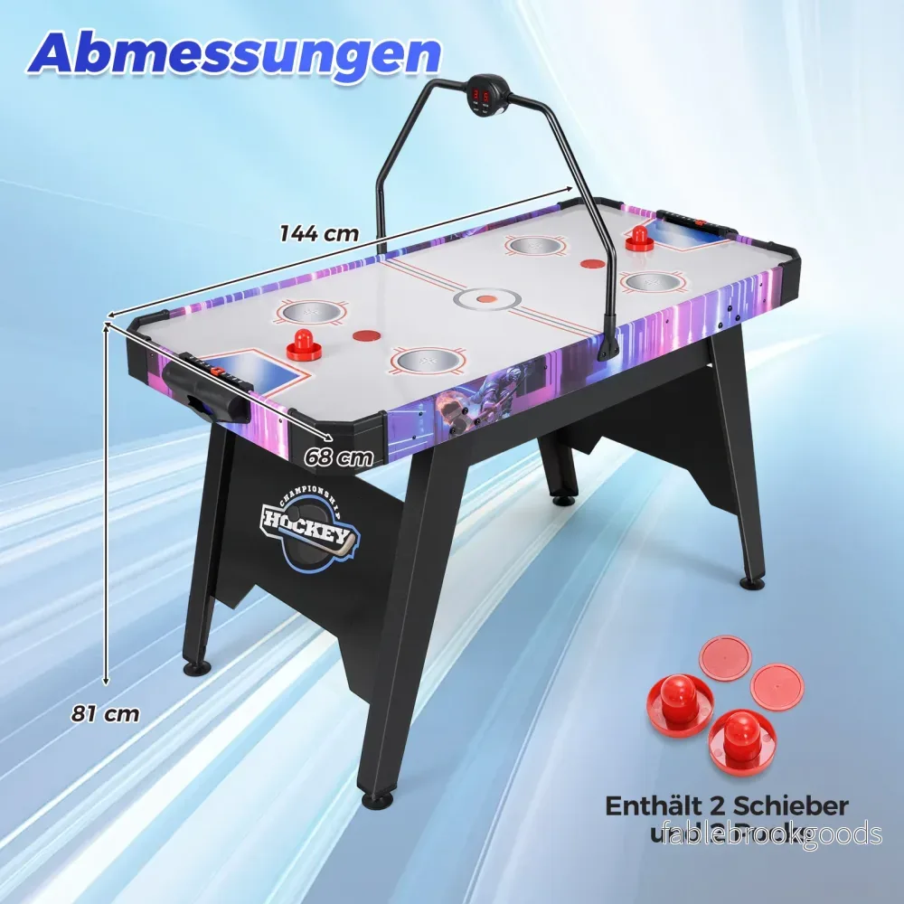 Airhockey – bord med kraftfull 12V motor och LED digitaldisplay – 144 cm – Svart - Bild 2