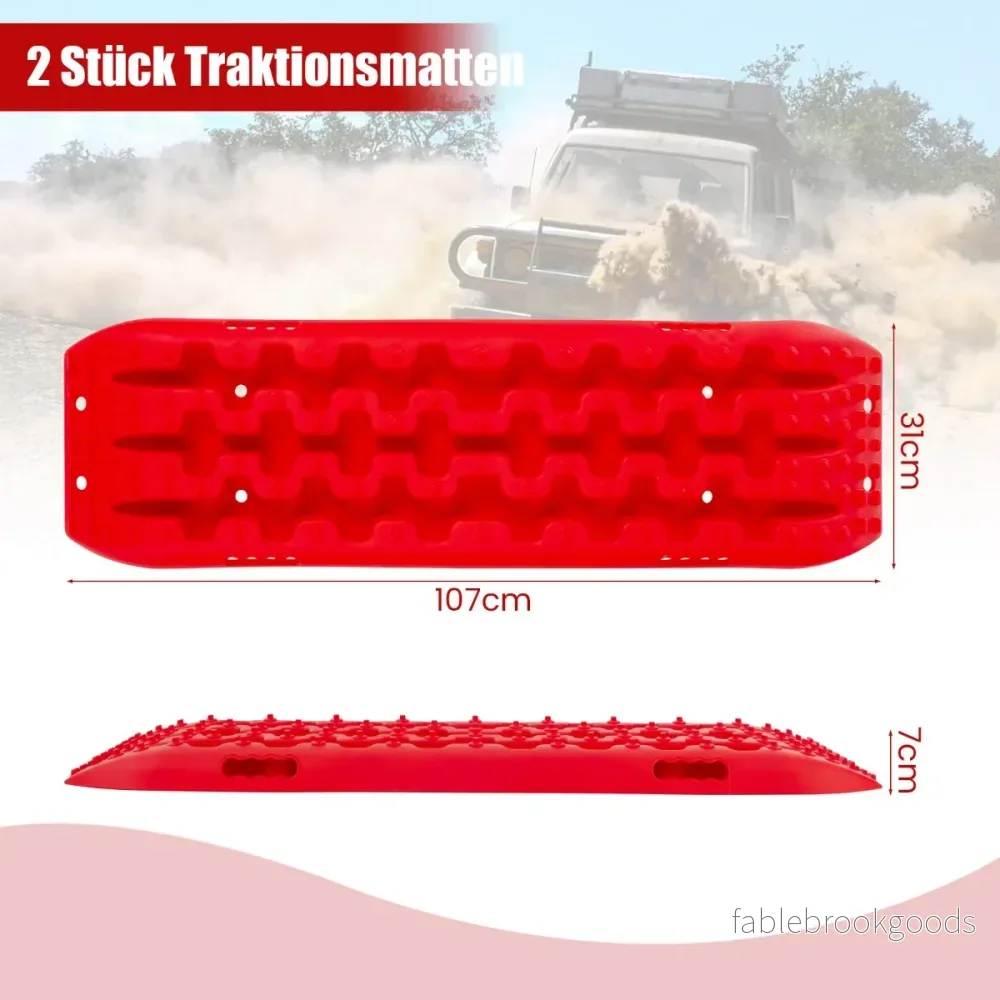 stycken – starthjälp sandplattor terrängdäckstege för sand/lera/snö – 2 107 x 31 x 7 cm – Röd - Bild 2