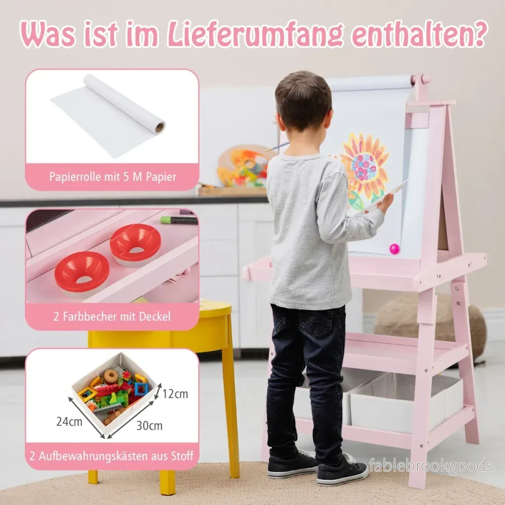 i – barnstafli dubbelsidig whiteboard och svarta tavla ritpapper – 3 1 – Rosa - Bild 3