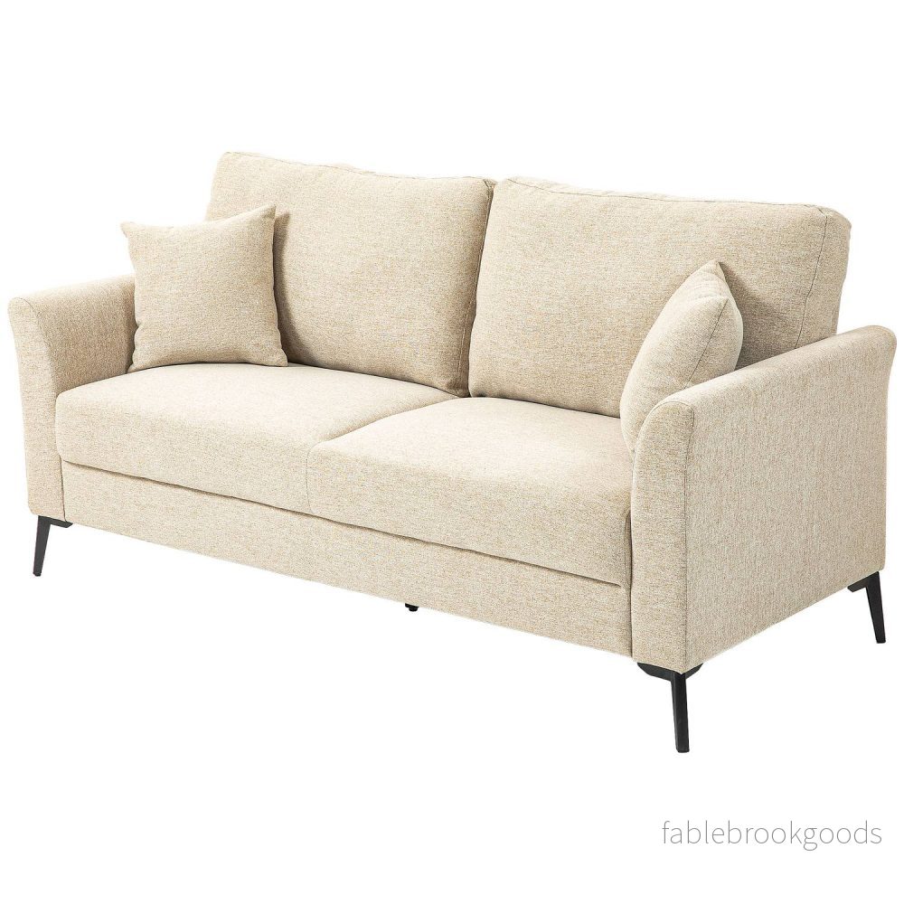 2-sits linnesoffa, metallben, beige klädsel 2-sits linnesoffa, metallben, beige klädsel