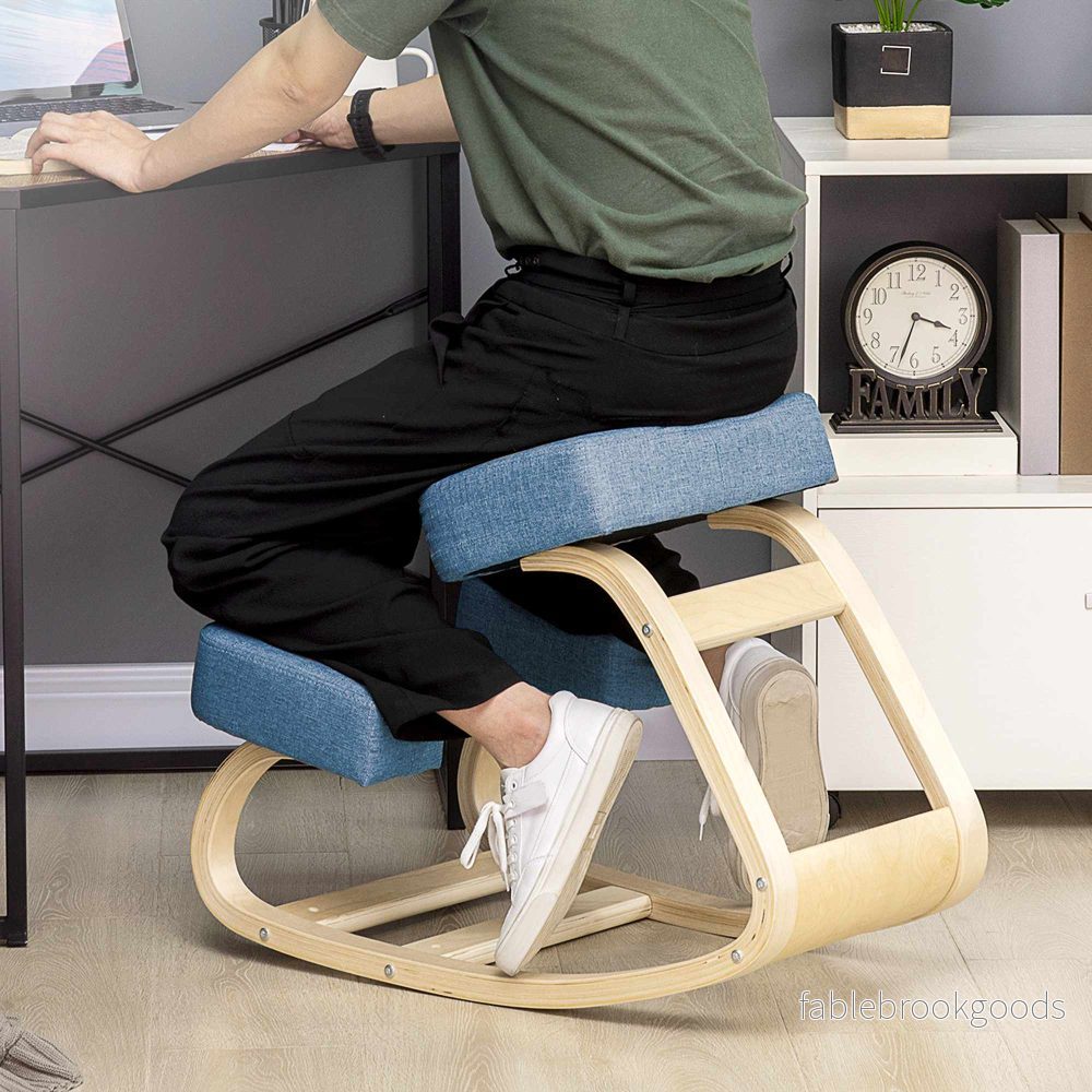 Ergonomisk knäböjstol, björkträ, 120 kg kapacitet, blå - Bild 2