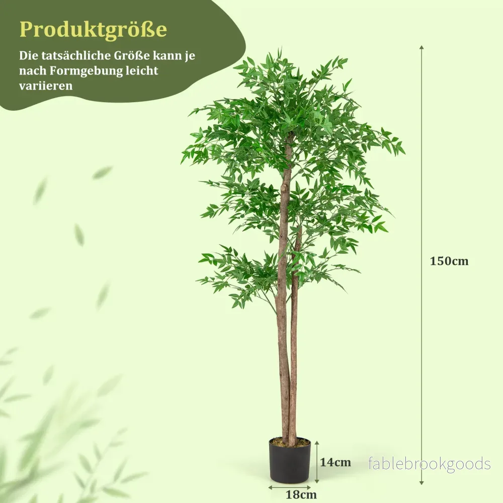 Konstgjord – växt bambu konstträd med kruka dekoträd – 150 cm – Grön - Bild 2