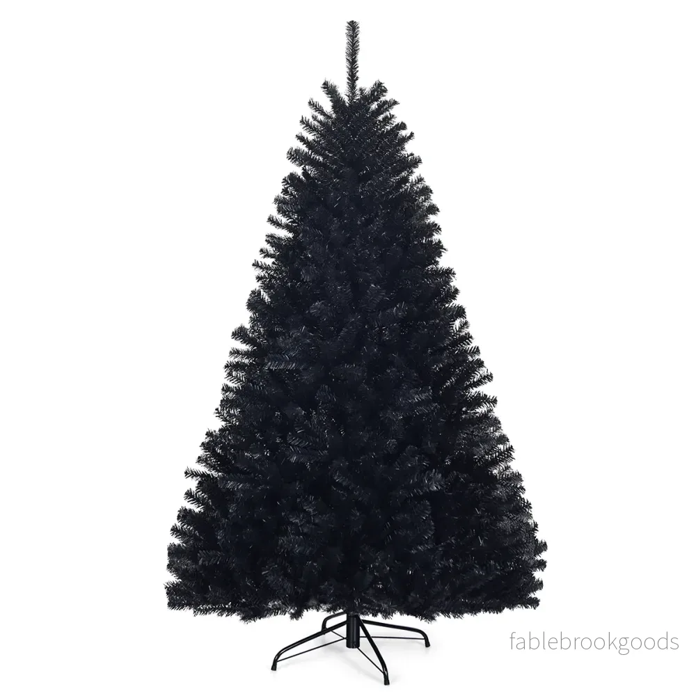 Hög – konstgjord vikning Halloween julgran PVC spetsar – 180 cm – Svart
