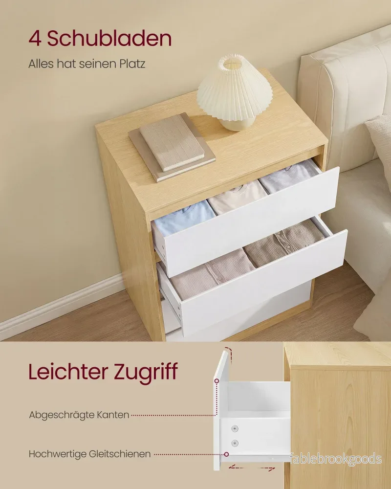 Nachtkastje - Met Lade - Eikenbeige en wolkwit - 60,2 x 40,4 x 97,4 cm - Bild 3