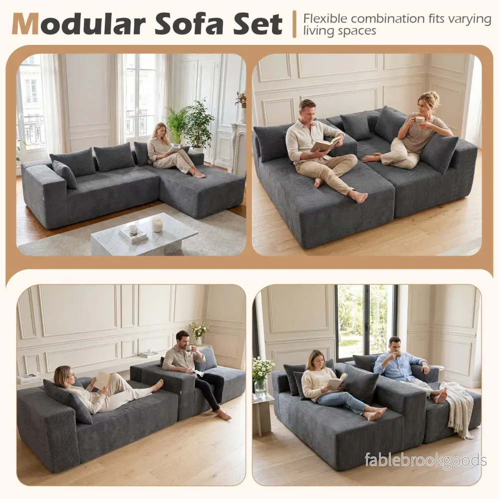 L‑formad – modulsoffa för personer med schäslong, bärkapacitet upp till – 4 600 kg 275 x 177 x 58 cm - Bild 3