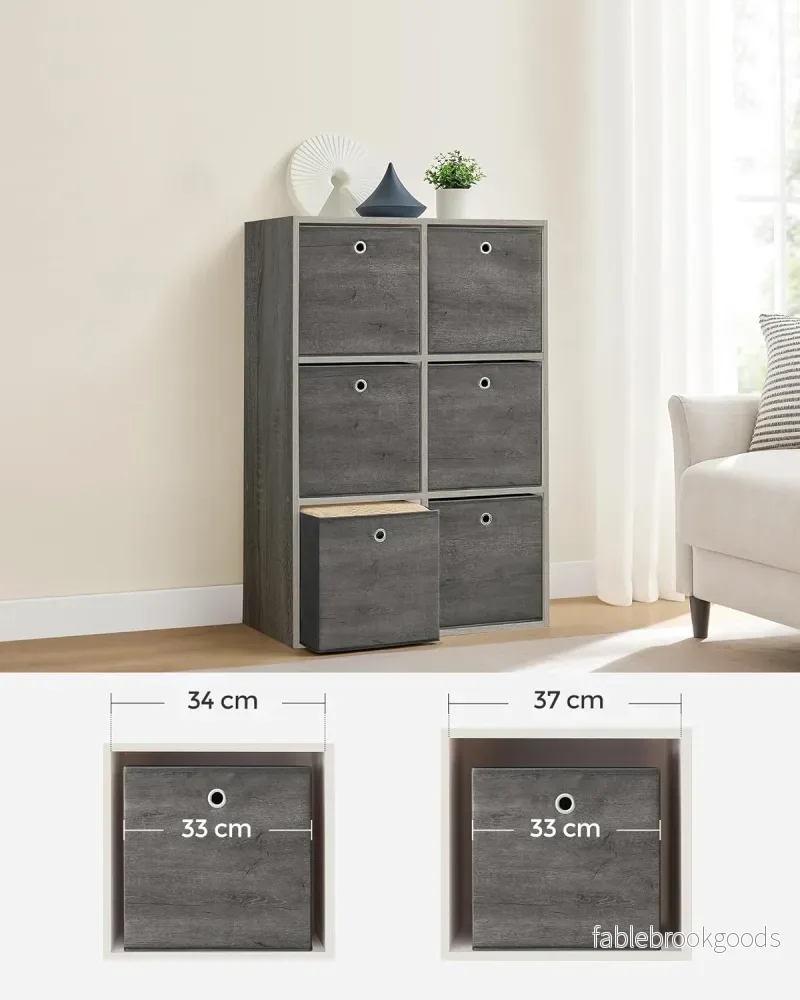 Förvaringsboxar – Hopfällbar design – Set om 6 – Grå - Bild 2