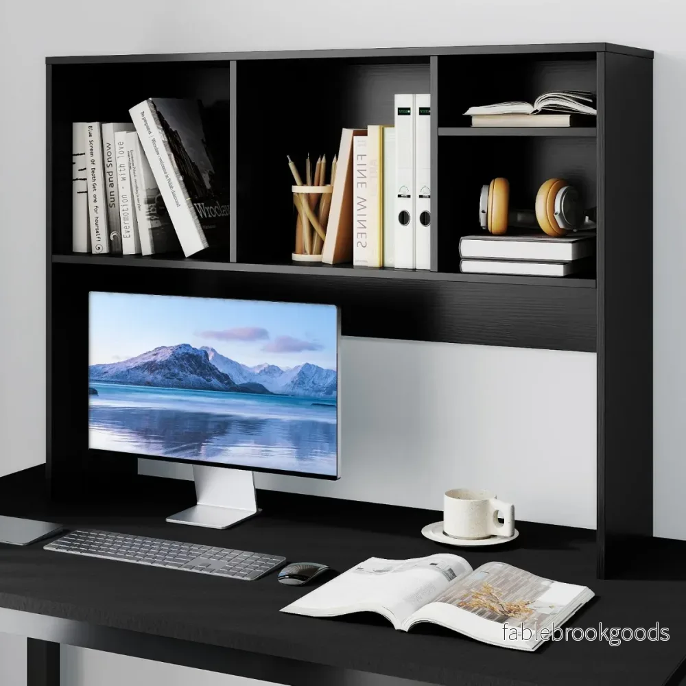 Skrivbords – hyllor med fack – 4 94 x 25 x 73 cm – Svart - Bild 3