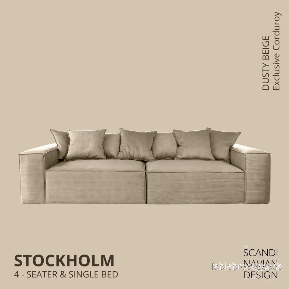 Stockholm 4-seater sofa/single bed Exclusive Corduroy Dusty Beige removable & washable cover Stockholm 4-seater sofa/single bed Exclusive Corduroy Dusty Beige removable & washable cover