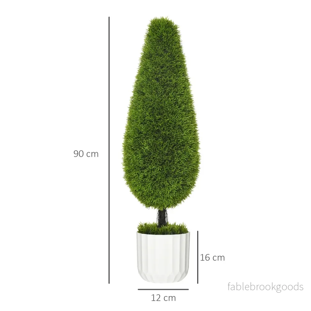 Konstgjorda cypresser med mossa – Set om 2, 90 cm - Bild 3