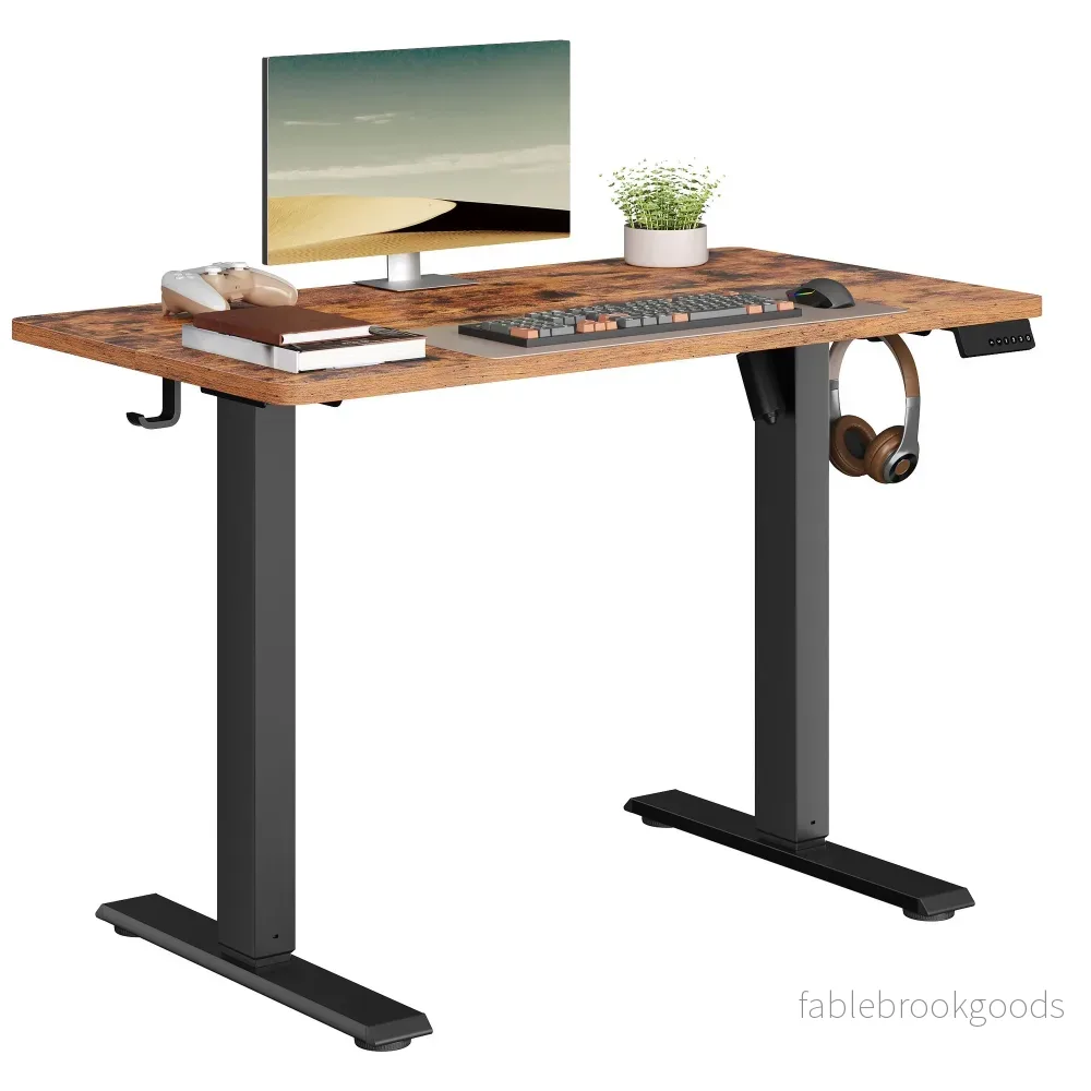 Elektrisch Zit-Sta Bureau - 80 x 50 cm - Geheugenfunctie - Vintage Bruin - Bild 2