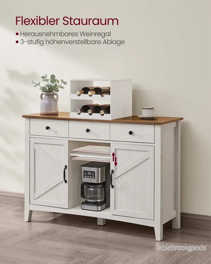 Köksskåp med vinställ – vintagestil – vit-honungsbrun - Bild 3