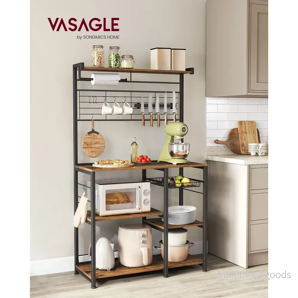 Kökshylla med magnetlist och 12 krokar vintage brun-svart - Bild 2