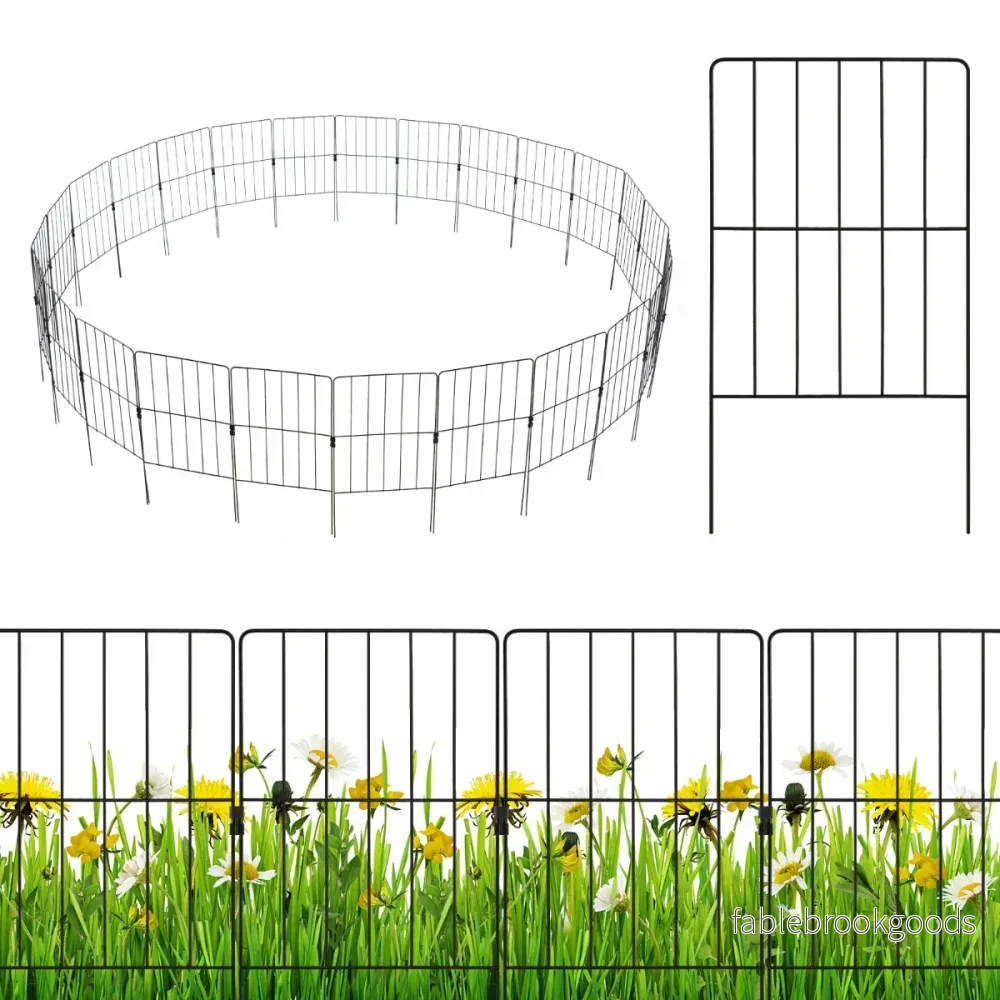 delat – dekorativt trädgårdsstängsel barriärstaket rostsäkert metalltrådstaket – 25 33 x 61 cm – Svart