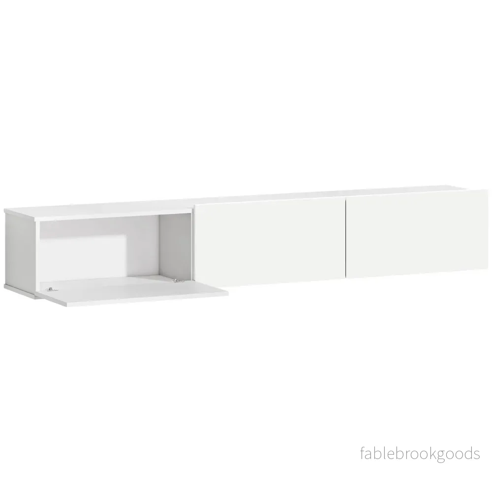 Flytande TV-skåp, väggmonterad, 3 lådor, 180 cm, vit