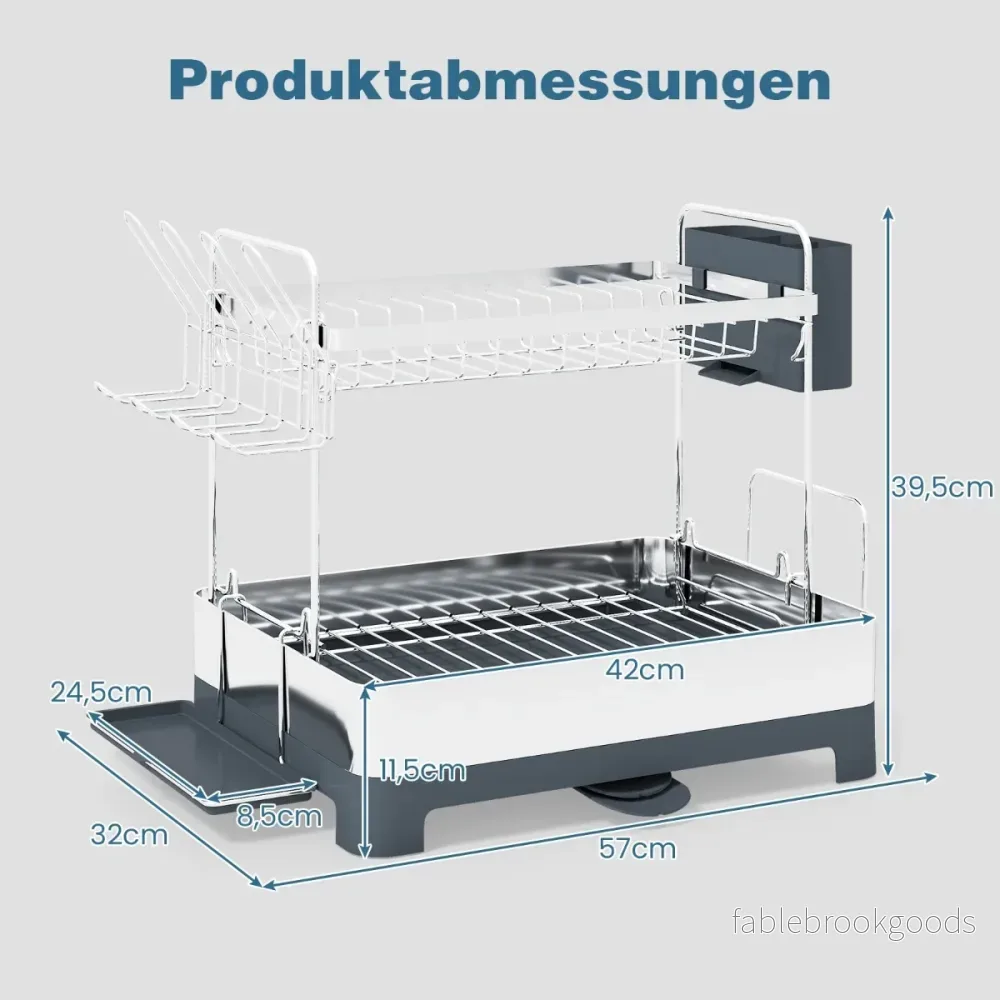 våningars – avrinningsställ i metall med hållare för glas, tallrikar, skålar, koppar – 2 – Silver - Bild 2