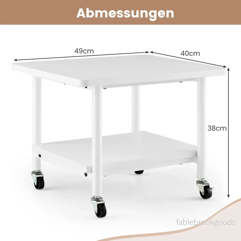 Skrivbord – för skrivare med nivåer och låsbara hjul Skrivarstativ Skrivarvagn Helt – 2 – Vit - Bild 2