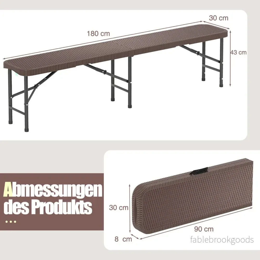 Fällbar – ölsoffa i rottinglook med bärhandtag, bänk – Brun - Bild 2