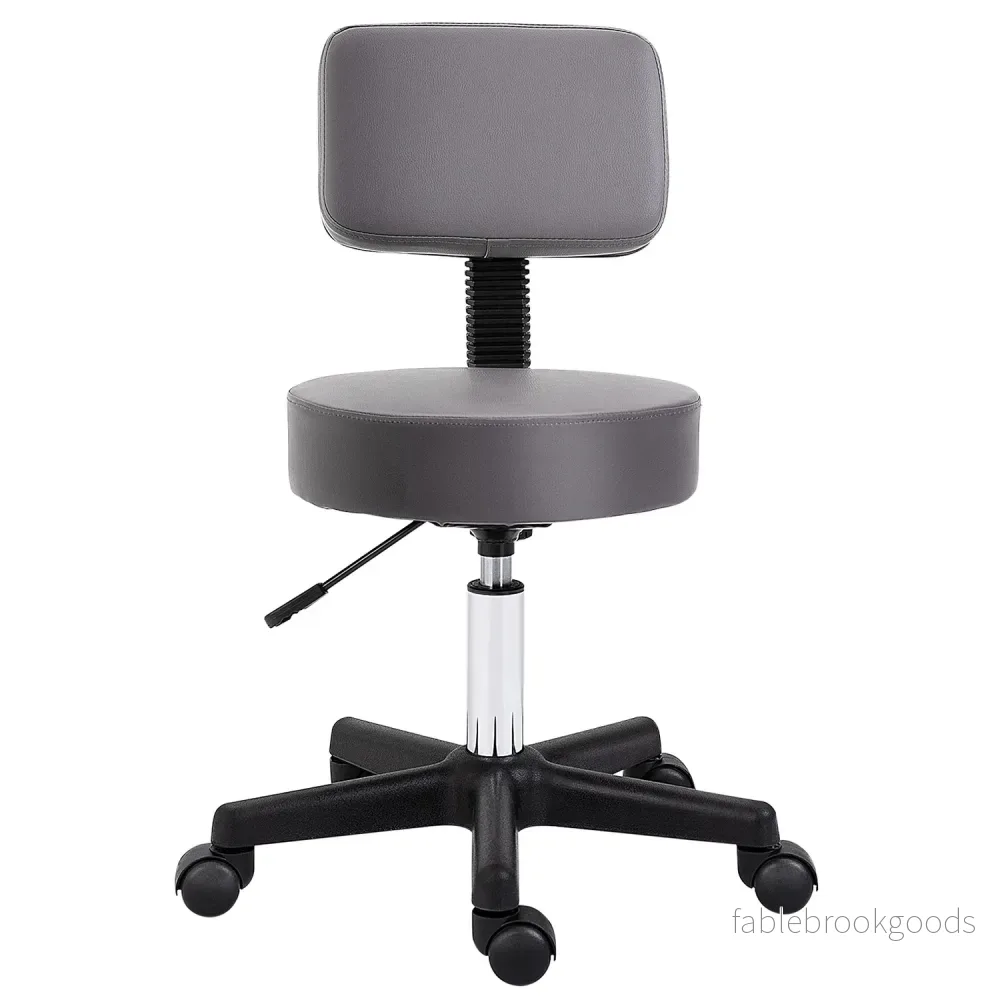 Höjdjusterbar roterande pall i grå konstläder