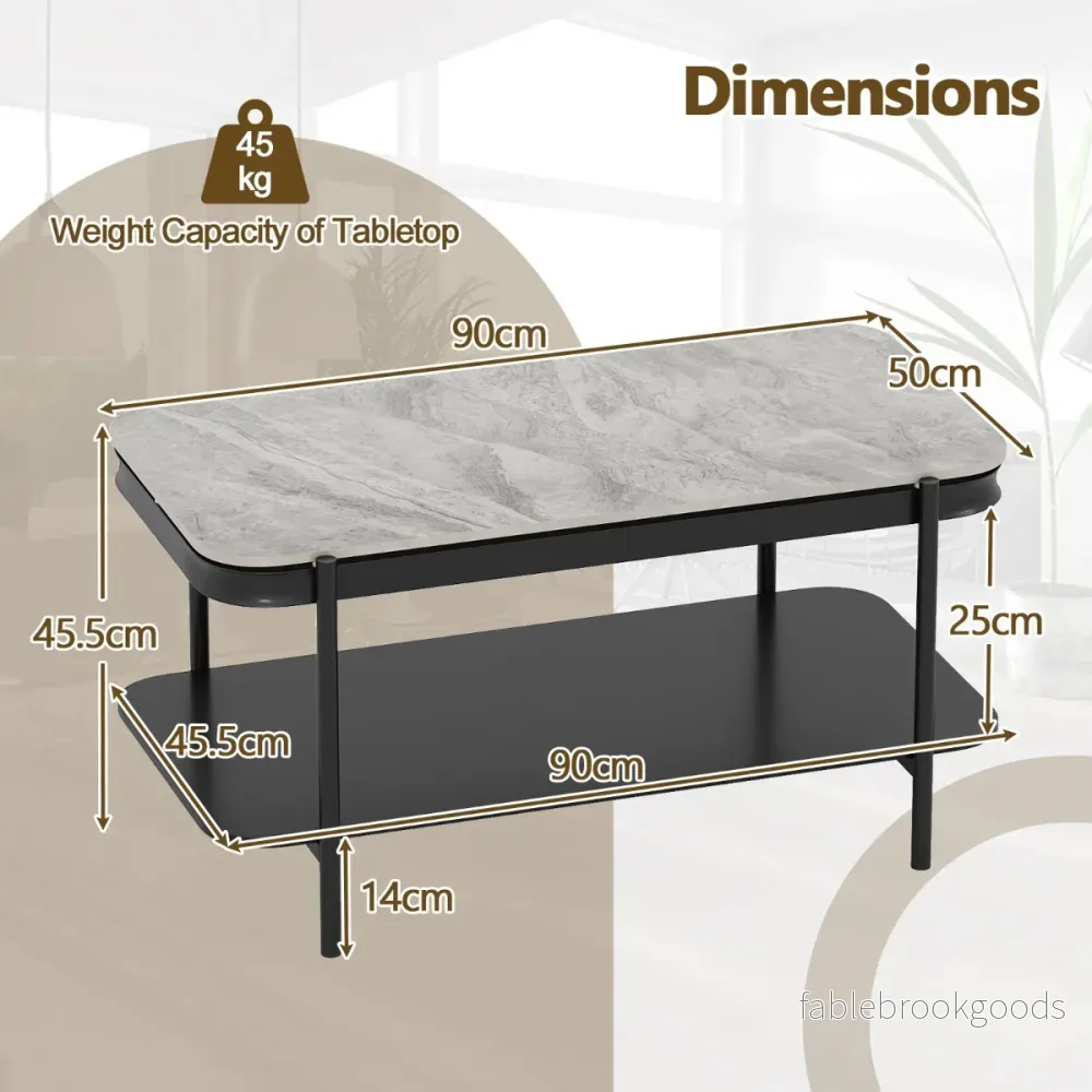Rektangulär – soffbord Modern Cocktailbord Kaffebord Accentbord – Grå - Bild 2