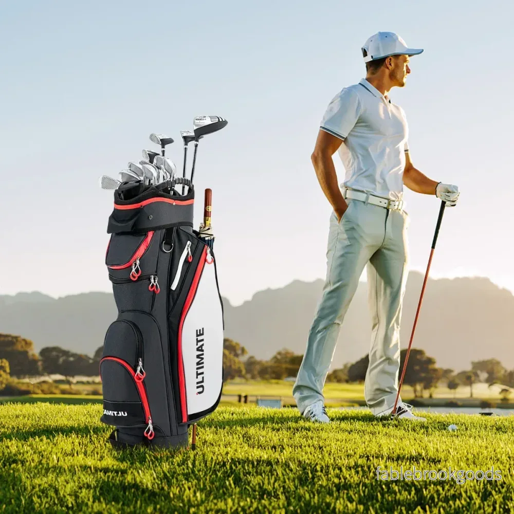 Lätt – golfklubbväska med vägs avdelare i fullängdssvart – 14 – Svart - Bild 2