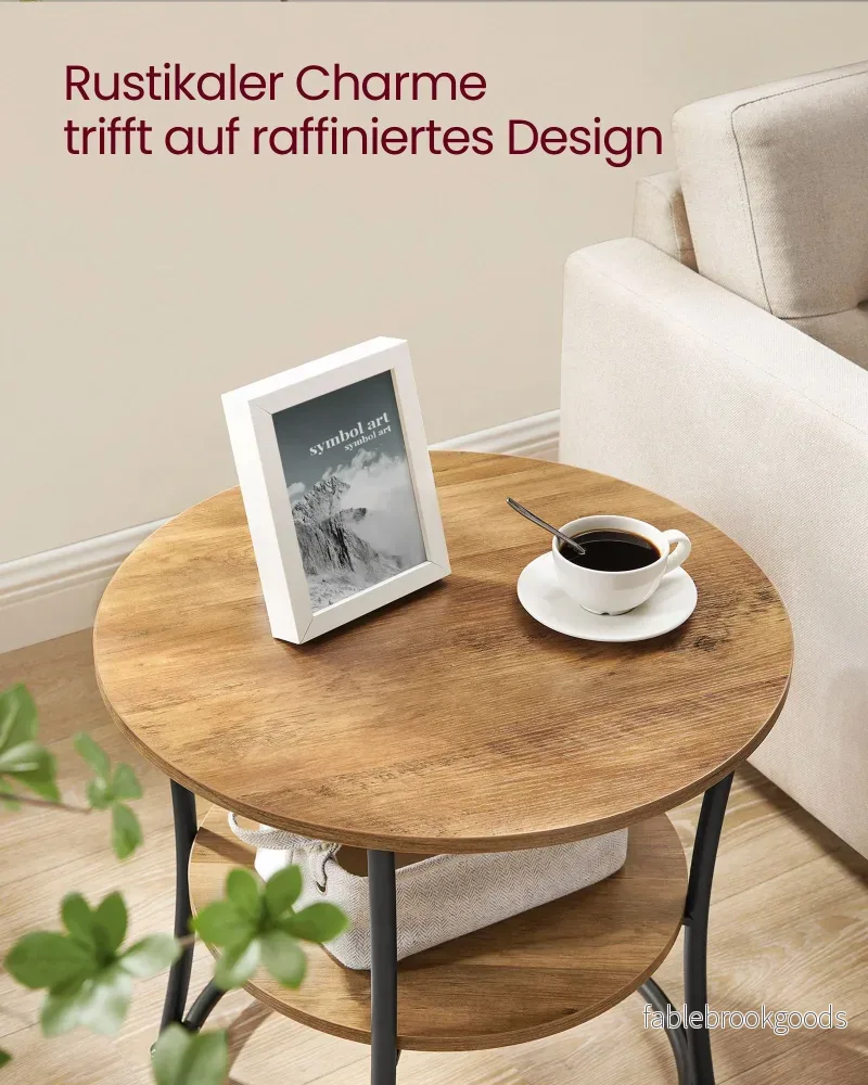 Sidobord - 2 hyllplan - Stålstomme - Valnöt brun-svart - Bild 3