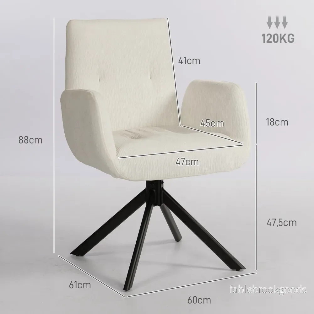Snurrstol, modern design, krämvit, 120 kg kapacitet - Bild 3