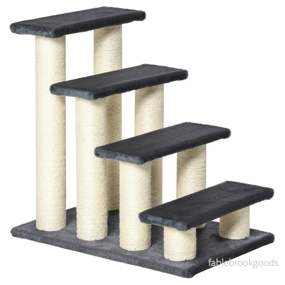 4-stegs mjuk plyschtrappa för husdjur, grå, 60×40,5×59 cm 4-stegs mjuk plyschtrappa för husdjur, grå, 60×40,5×59 cm
