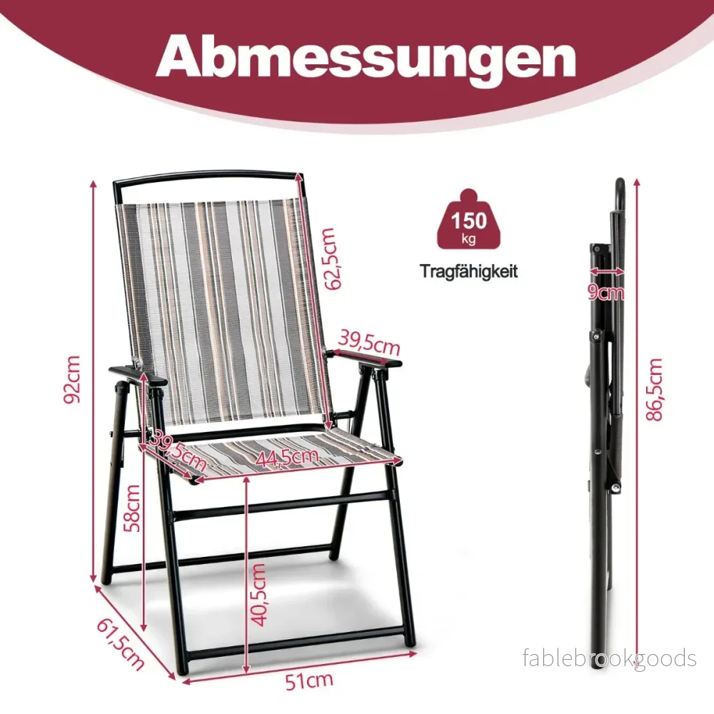 Set – med trädgårdsstolar Fällbara armstöd – 2 51 x 61,5 x 92 cm – Grå - Bild 2