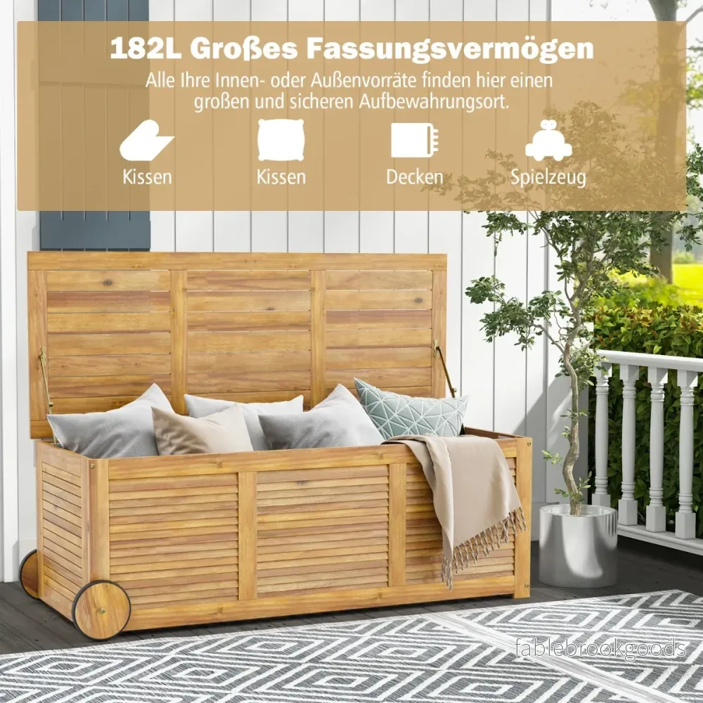 182L – Trädgårdslåda på hjul med vattentät innerväska och handtag – 127 x 50 x 45 cm – Natur - Bild 3