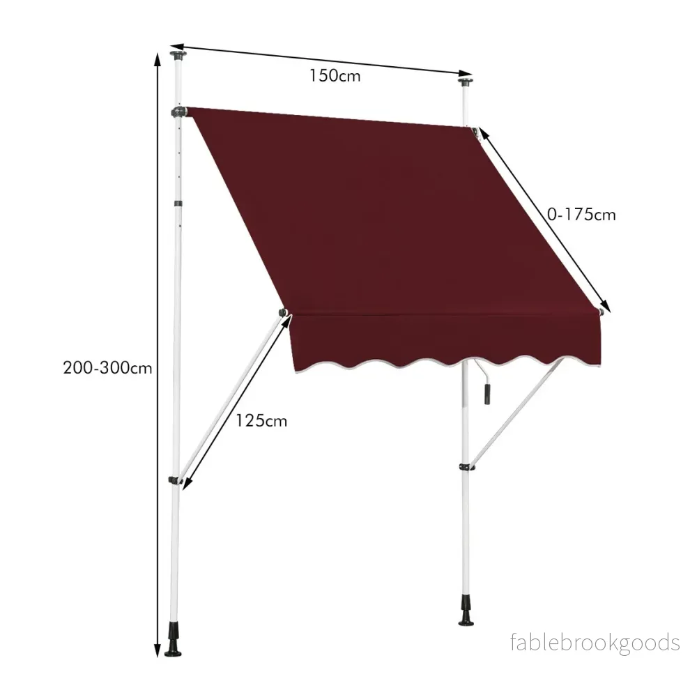 Bred – klämbalkongmarkis utan borrning UV beständig höjdjusterbar – 150 cm – Röd - Bild 2