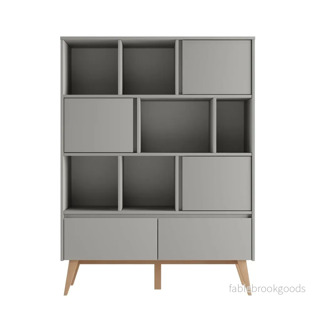 Sara Wide bookcase + 2 drawer Grey color - Bild 3