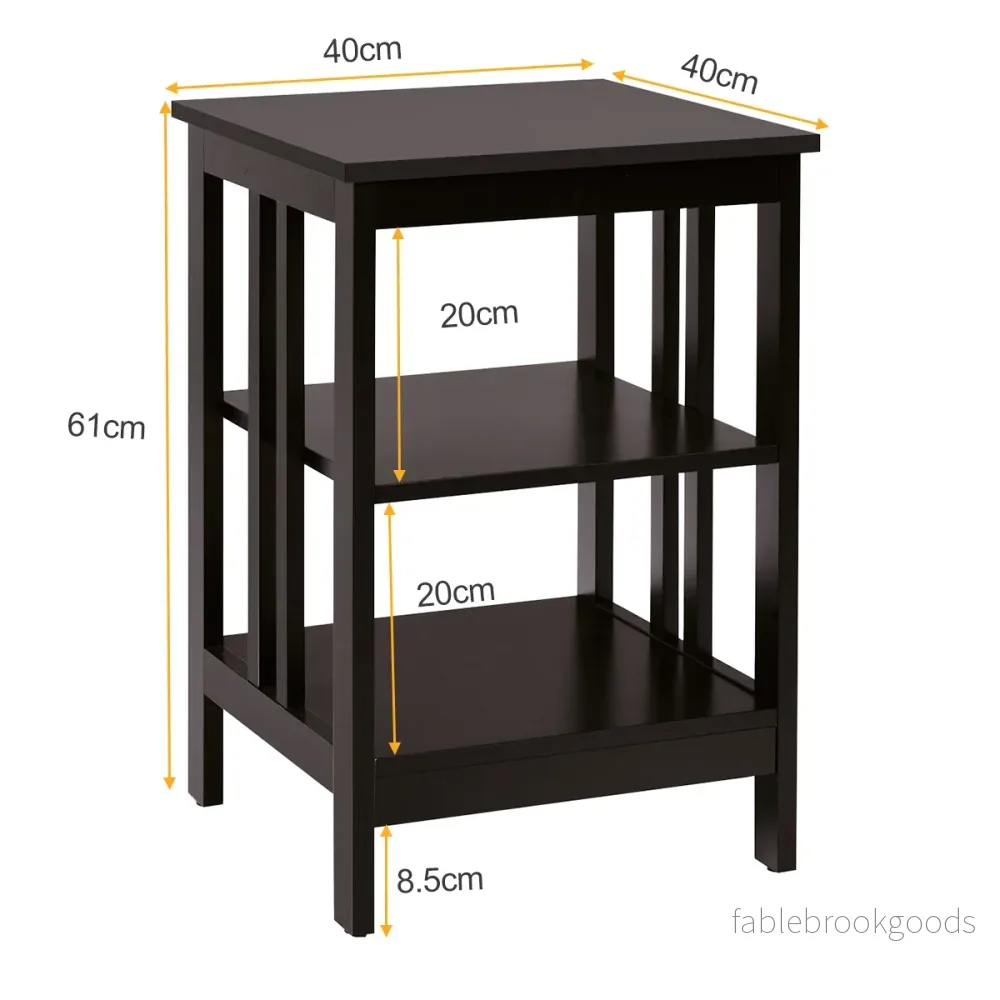 Sängbord – våningar set med sidobord Nattduksbord soffbord för sovrum – 3 2 40 x 40 x 61 cm – Kaffe - Bild 2