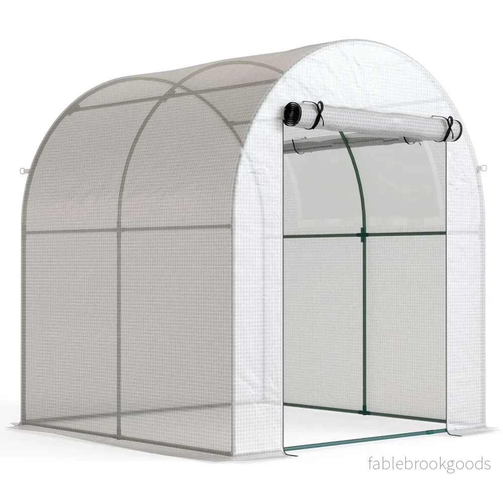 Bärbart växthus med stålram, plastöverdrag, 1,8x1,8m