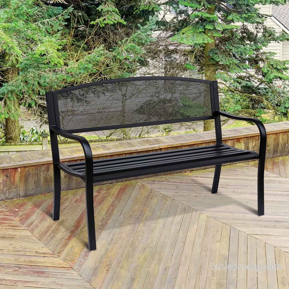 Garden Steel 2-Sits Bänk – Svart, B127 x D60 x H87Cm - Bild 2