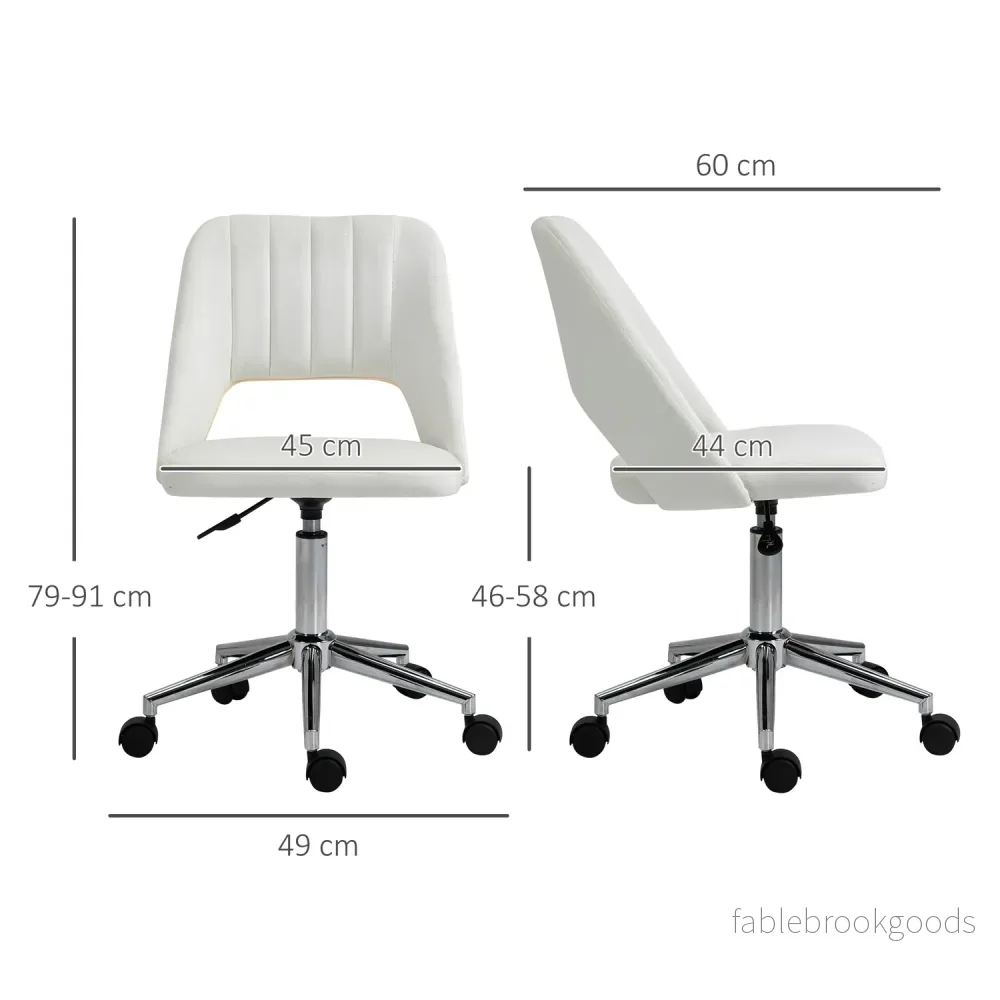 Höjdjusterbar beige snurrstol för kontor & vardagsrum - Bild 3