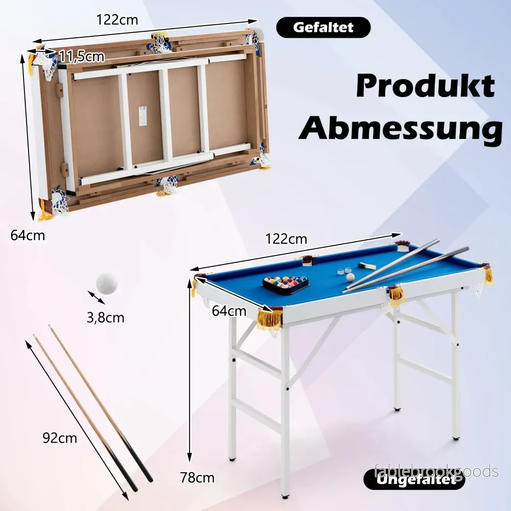 Fällbar – biljardbord med köer och kritor triangel borste tillbehörsset – 2 2 – Blå - Bild 2