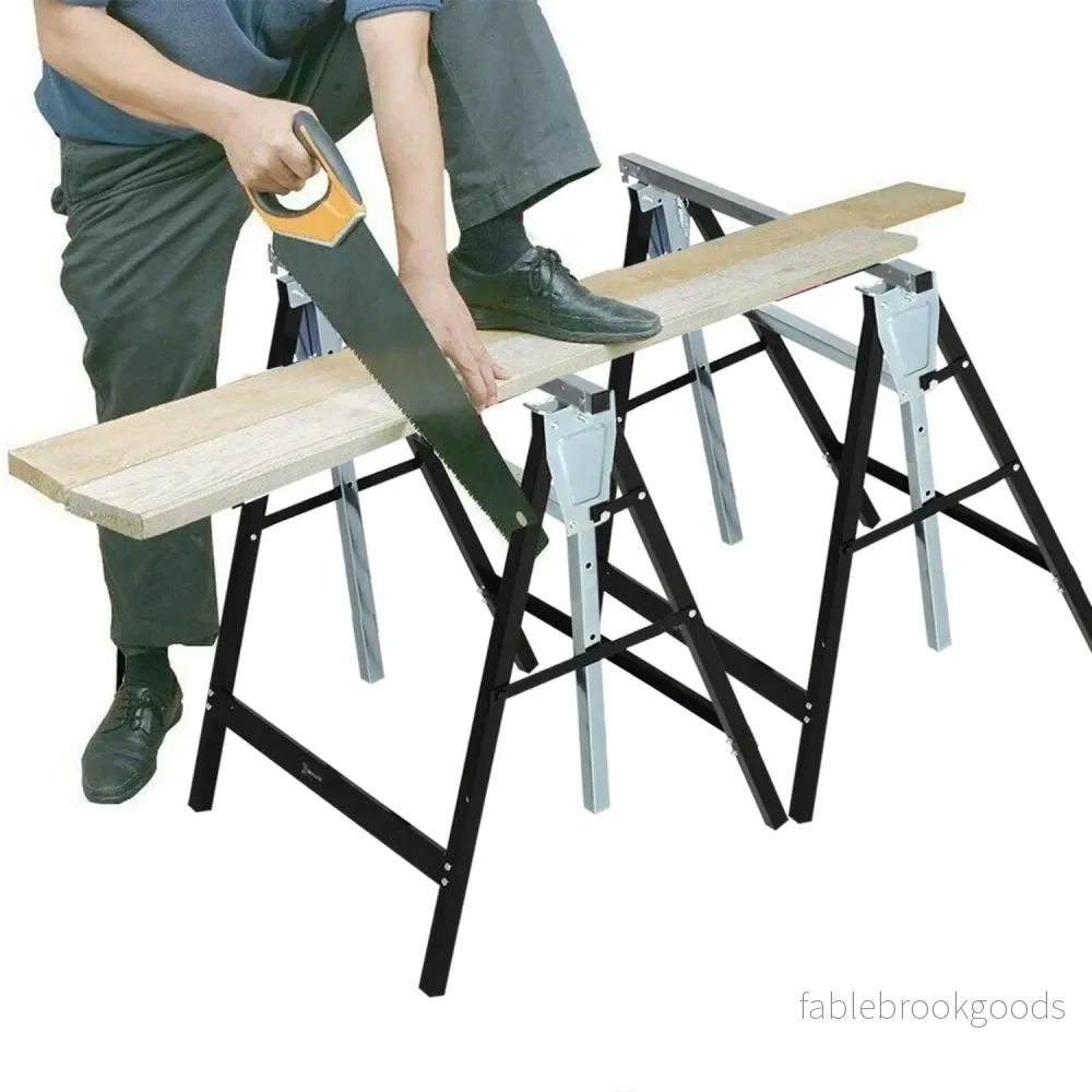 Justerbar svart metallsåg, hopfällbar, stödjer 200 kg - Bild 2