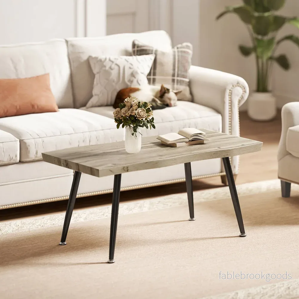 Soffbord med stålben, ekfinish, 100x50x45 cm - Bild 2