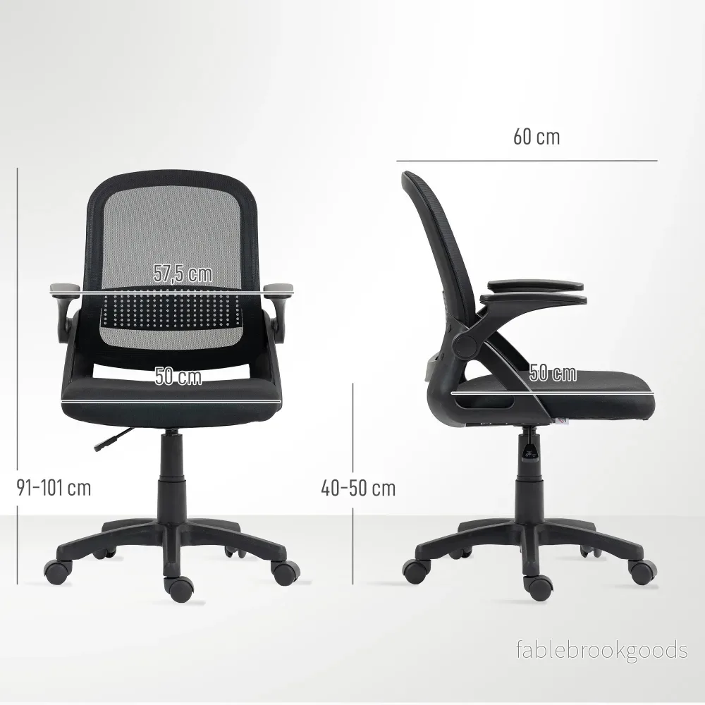 Ergonomisk kontorsstol i nät med fällbara armstöd, svart - Bild 3