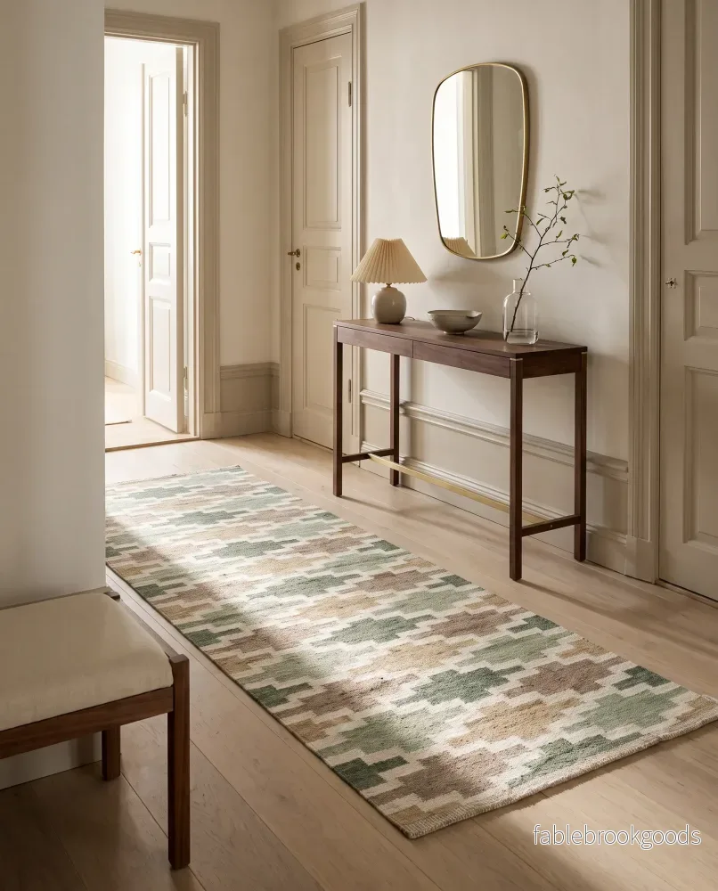 Gångmatta Korsnes Grön/Beige - Bild 3