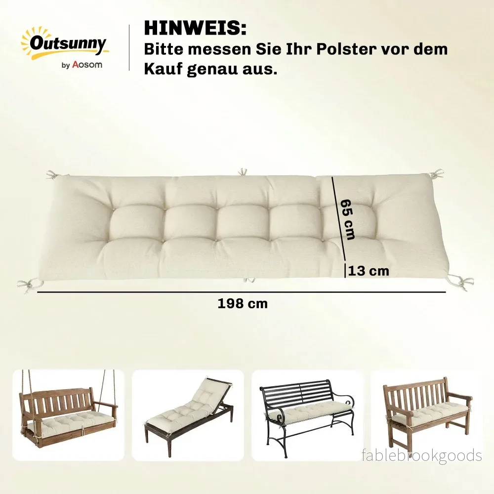 Kudde för utomhuslounge, 198x65x13cm, Beige, UV50+ vattentålig - Bild 3