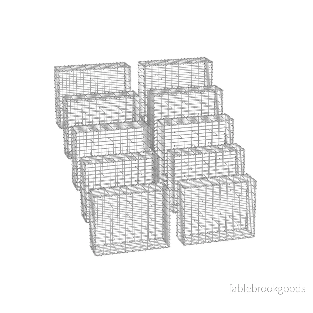 Set med 10 gabioner – 100 x 80 x 30 cm – silver Set med 10 gabioner – 100 x 80 x 30 cm – silver