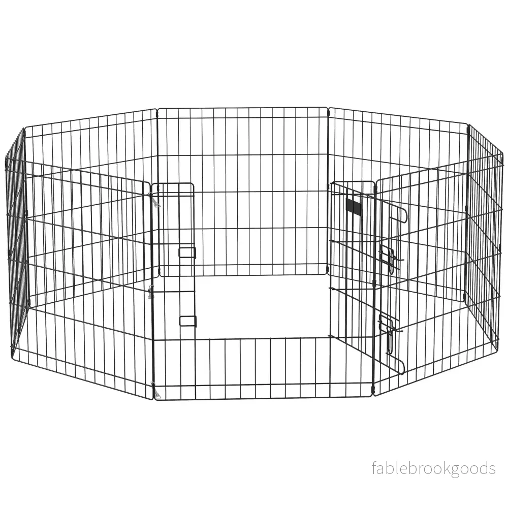 Lekhage för husdjur med dörr, inomhus/utomhus, metall, 61 cm, svart