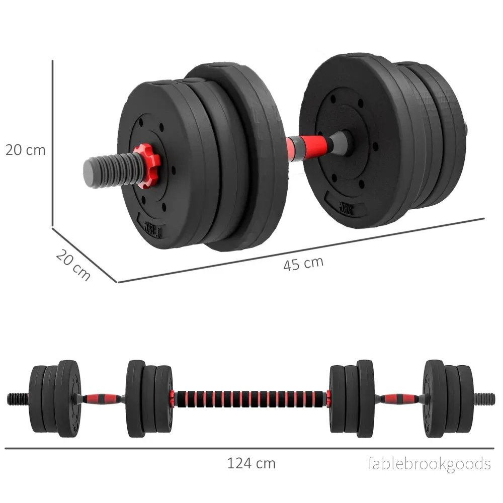 2 i 1 hantelset 20 kg justerbar hantel & skivstång professionell styrketräning för hantel svart - Bild 3