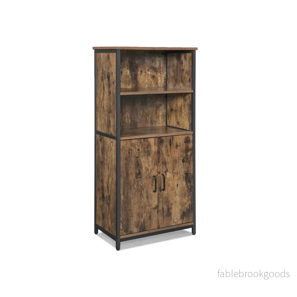 Skänk – 2 öppna fack – Stålram – Vintage brun-svart Skänk – 2 öppna fack – Stålram – Vintage brun-svart