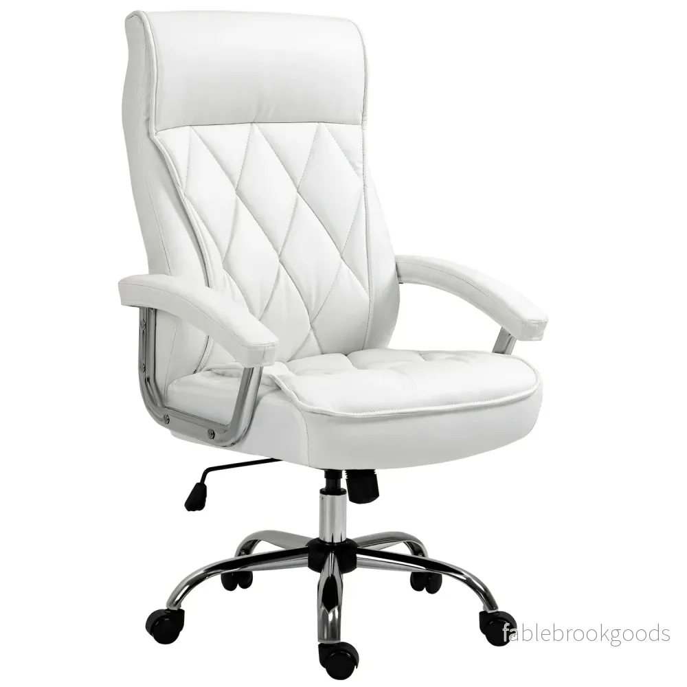 Vit ergonomisk kontorsstol – justerbar höjd, vridbar, vipp Vit ergonomisk kontorsstol – justerbar höjd, vridbar, vipp