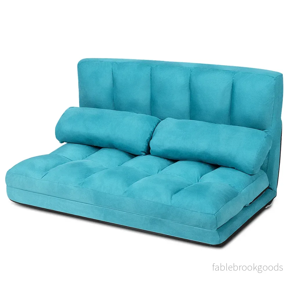 Golvsoffa – Justerbar bäddsoffa Lazy med kuddar – 2 – Blå - Bild 3