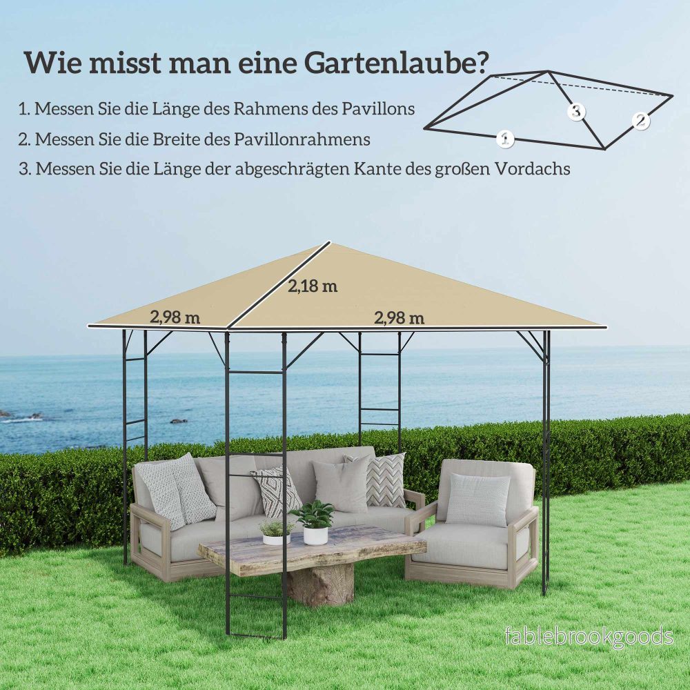 3x3m paviljongens reservtak, vattentåligt, UPF30+ - Bild 3