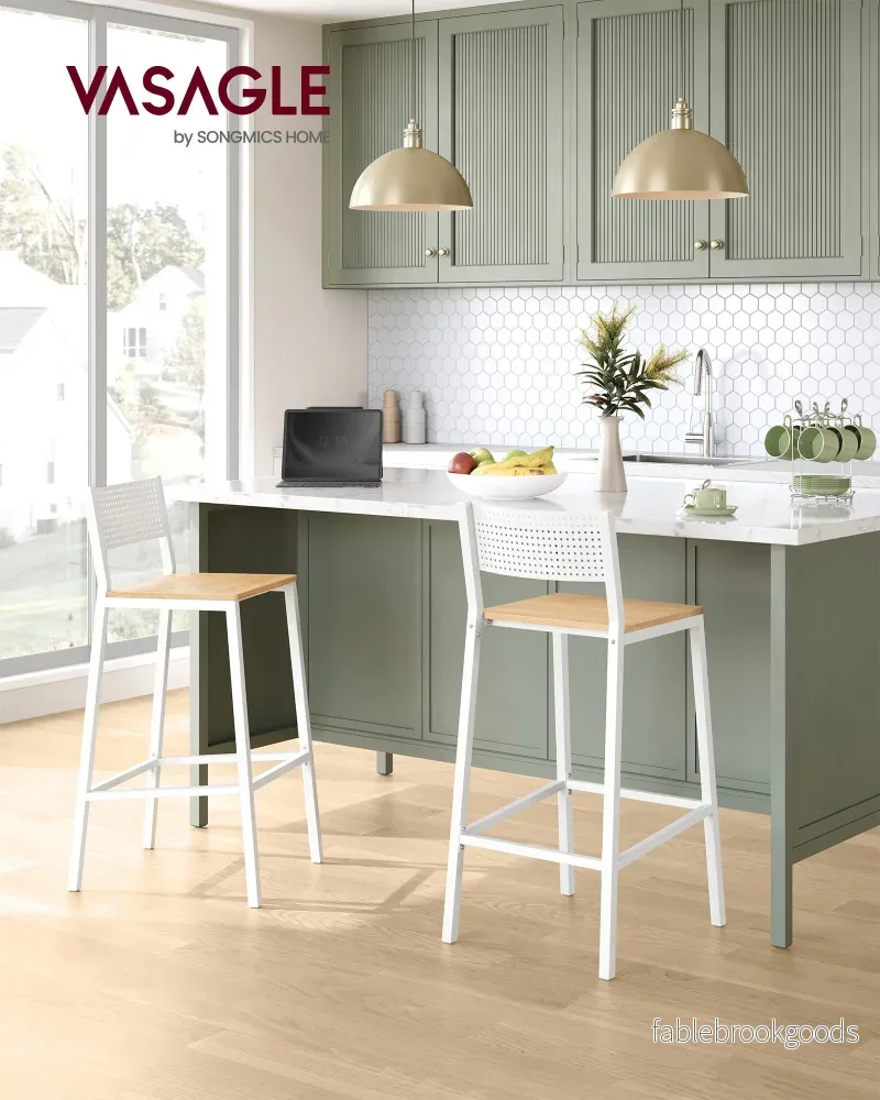 Barstolar – industriell design – set om 2 – beige och vit - Bild 2